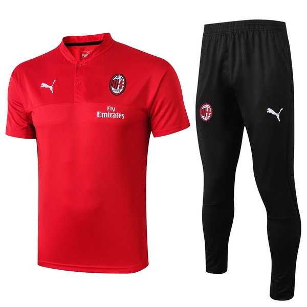 Polo Conjunto Completo AC Milan 2019-2020 Rojo Negro